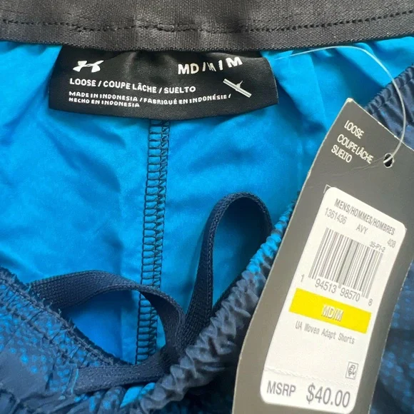 NWT Blue and Navy UNDER ARMOUR WOVEN ADAPT SHORTS Size Medium - Picture 3 of 3